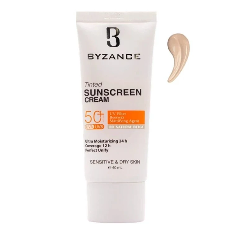 کرم ضد آفتاب شماره 20 بیزانس (رنگ طبیعی) (پوست معمولی تا خشک) (SPF50) (40 میلی لیتر)