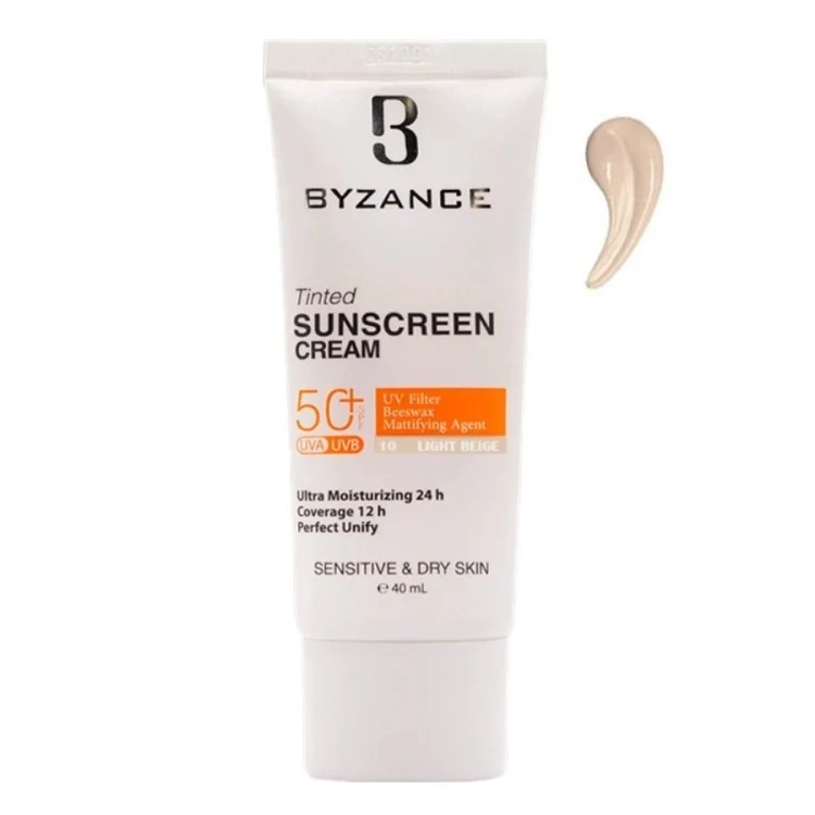 کرم ضد آفتاب شماره 10 بیزانس (رنگ روشن) (پوست معمولی تا خشک) (SPF50) (40 میلی لیتر)